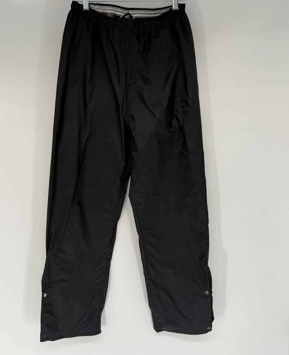 Belstaff Nylon Rain Pants Mens M Black Lined Pull On Snap Ankle Retro